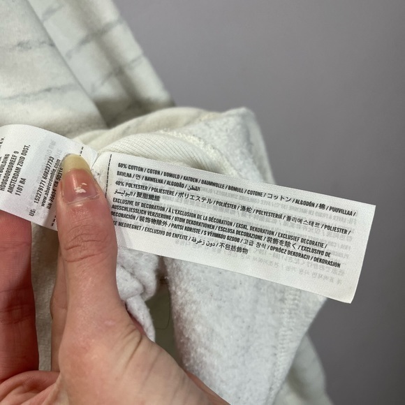 Abercrombie & Fitch Women’s White Grey Striped Cropped Fit Pullover Hoodie - Picture 7 of 11